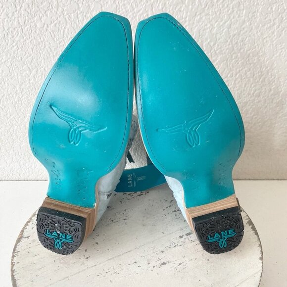 Lane COSSETTE Womens Cowboy Booties 8 Blue Cowgirl Western Boots Short Ankle - Picture 8 of 11